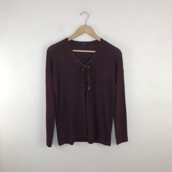 Rails Leigh Lace-up Knit Top Burgundy - Picture 1 of 13
